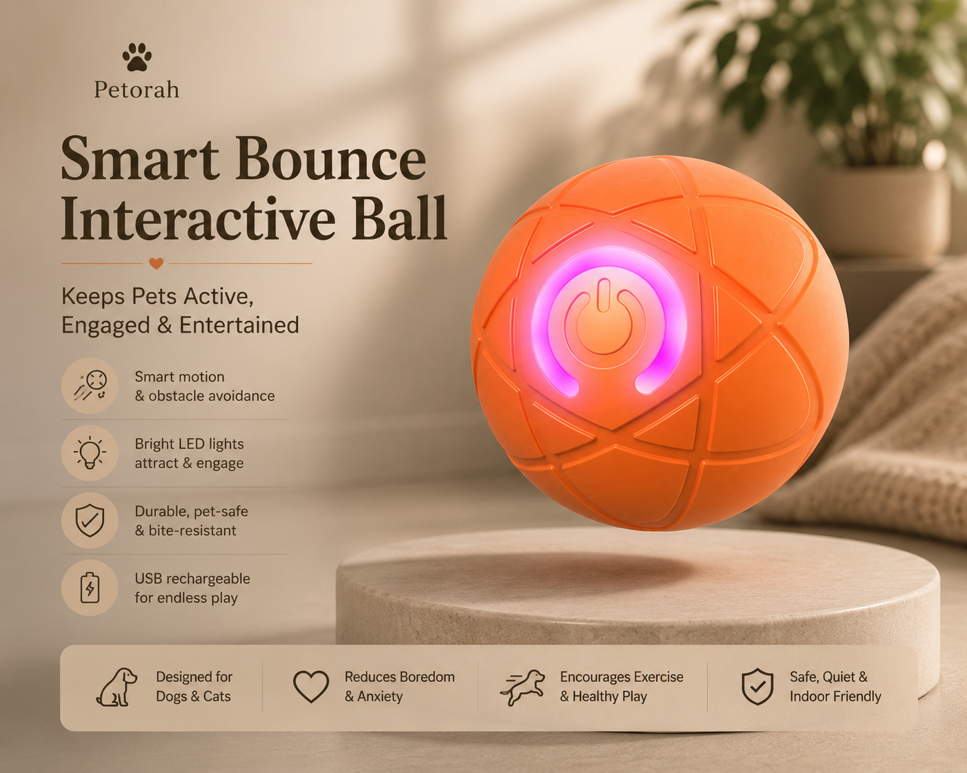 Smart Bounce Interactive Pet Ball