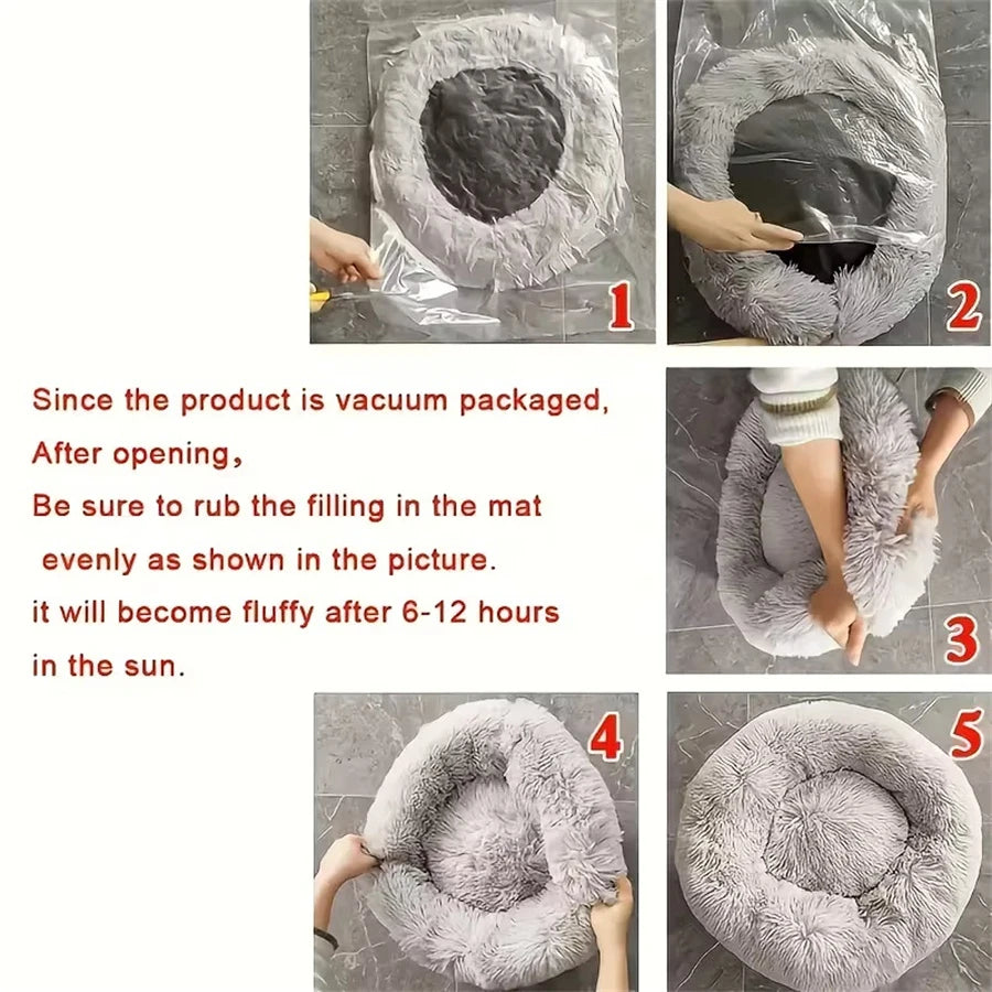 Calming Plush Donut Pet Bed